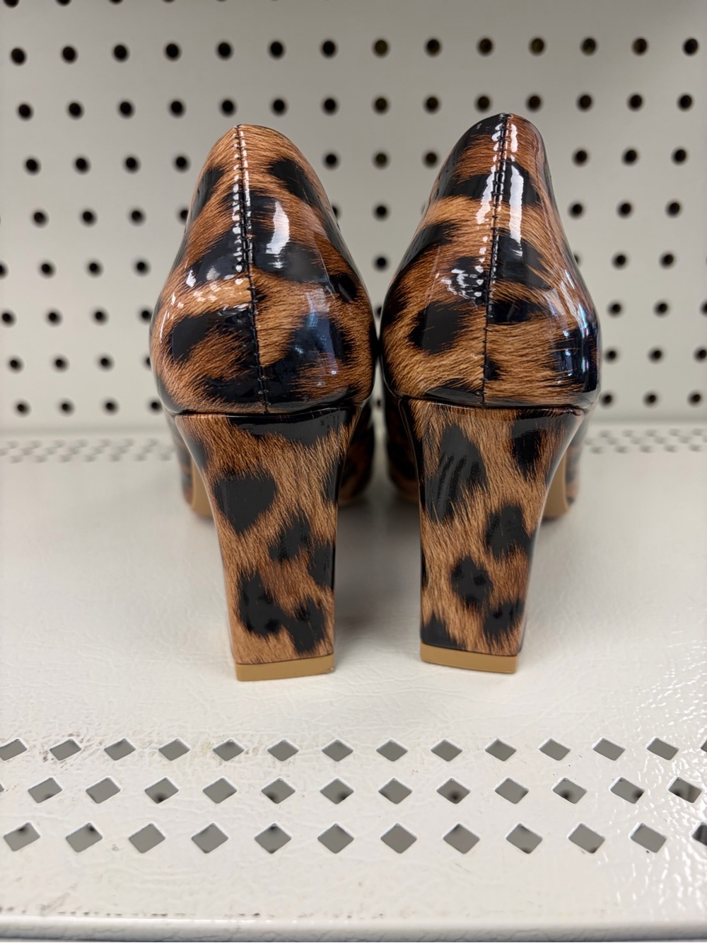 Leopard Print Block Heel Pumps - Brown - Picture 2 of 4